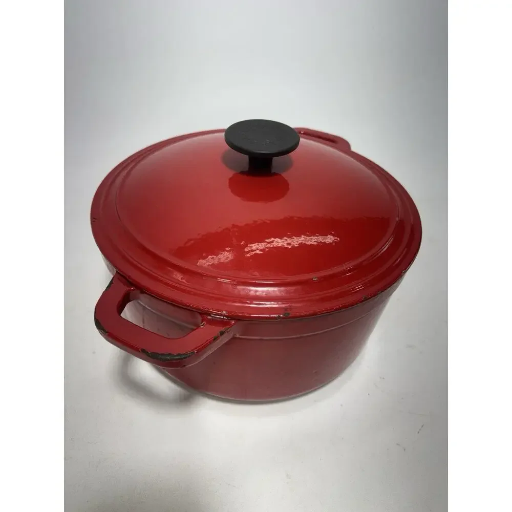 Martha Stewart Cast Iron Dutch Oven Red Enamel 10